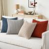 MIULEE Burnt Orange Throw Pillow Covers Soft Couch Decorative Set of 4 Boho Striped Cushion Covers Corduroy Pillowcase Farmhouse Home Decor for Couch Bed Sofa Living Room 18×18 Inch Yellow Orange(Blue and Orange)