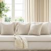 MIULEE Burnt Orange Throw Pillow Covers Soft Couch Decorative Set of 4 Boho Striped Cushion Covers Corduroy Pillowcase Farmhouse Home Decor for Couch Bed Sofa Living Room 18×18 Inch Yellow Orange(Beige)