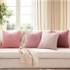 MIULEE Burnt Orange Throw Pillow Covers Soft Couch Decorative Set of 4 Boho Striped Cushion Covers Corduroy Pillowcase Farmhouse Home Decor for Couch Bed Sofa Living Room 18×18 Inch Yellow Orange(Pink)
