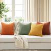 MIULEE Burnt Orange Throw Pillow Covers Soft Couch Decorative Set of 4 Boho Striped Cushion Covers Corduroy Pillowcase Farmhouse Home Decor for Couch Bed Sofa Living Room 18×18 Inch Yellow Orange(Yellow Orange)