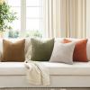 MIULEE Burnt Orange Throw Pillow Covers Soft Couch Decorative Set of 4 Boho Striped Cushion Covers Corduroy Pillowcase Farmhouse Home Decor for Couch Bed Sofa Living Room 18×18 Inch Yellow Orange(Camel Green)