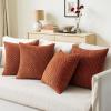 MIULEE Burnt Orange Throw Pillow Covers Soft Couch Decorative Set of 4 Boho Striped Cushion Covers Corduroy Pillowcase Farmhouse Home Decor for Couch Bed Sofa Living Room 18×18 Inch Yellow Orange(Burnt Orange)