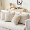 MIULEE Burnt Orange Throw Pillow Covers Soft Couch Decorative Set of 4 Boho Striped Cushion Covers Corduroy Pillowcase Farmhouse Home Decor for Couch Bed Sofa Living Room 18×18 Inch Yellow Orange(Beige)