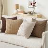 MIULEE Burnt Orange Throw Pillow Covers Soft Couch Decorative Set of 4 Boho Striped Cushion Covers Corduroy Pillowcase Farmhouse Home Decor for Couch Bed Sofa Living Room 18×18 Inch Yellow Orange(Brown)