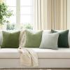 MIULEE Burnt Orange Throw Pillow Covers Soft Couch Decorative Set of 4 Boho Striped Cushion Covers Corduroy Pillowcase Farmhouse Home Decor for Couch Bed Sofa Living Room 18×18 Inch Yellow Orange(Forest Green)
