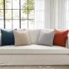 MIULEE Burnt Orange Throw Pillow Covers Soft Couch Decorative Set of 4 Boho Striped Cushion Covers Corduroy Pillowcase Farmhouse Home Decor for Couch Bed Sofa Living Room 18×18 Inch Yellow Orange(Blue and Orange)