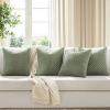 MIULEE Burnt Orange Throw Pillow Covers Soft Couch Decorative Set of 4 Boho Striped Cushion Covers Corduroy Pillowcase Farmhouse Home Decor for Couch Bed Sofa Living Room 18×18 Inch Yellow Orange(Sage Green)