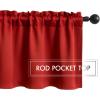 MIULEE Christmas Blackout Window Valance for Bedroom Kitchen Bathroom Living Room Darkening Rod Pocket Curtain Valance, Thermal Insulated Window Treatment 1 Panel, 52 x 18 Inches, Hunter Green(Red)