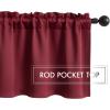 MIULEE Christmas Blackout Window Valance for Bedroom Kitchen Bathroom Living Room Darkening Rod Pocket Curtain Valance, Thermal Insulated Window Treatment 1 Panel, 52 x 18 Inches, Hunter Green(Wine Red)