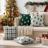 MIULEE Christmas Decorative Chenille Throw Pillow Covers, 18×18 Inch, White Dark Green Tree, Set of 2 Cute Trees with Plaid Patterns Pillows for Sofa Couch Bedroom Chair Xmas Home Decor