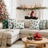 MIULEE Christmas Decorative Chenille Throw Pillow Covers, 18×18 Inch, White Dark Green Tree, Set of 2 Cute Trees with Plaid Patterns Pillows for Sofa Couch Bedroom Chair Xmas Home Decor
