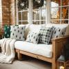 MIULEE Christmas Decorative Chenille Throw Pillow Covers, 18×18 Inch, White Dark Green Tree, Set of 2 Cute Trees with Plaid Patterns Pillows for Sofa Couch Bedroom Chair Xmas Home Decor