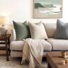 MIULEE Christmas Decorative Pillow Covers 20×20, 2 Pack Boho Farmhouse Neutral Throw Pillows for Couch, Thick Textured Modern Linen Cushion Cases Sofa Bed Living Room Home Decor, Dark Green(Olive Green)