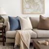 MIULEE Christmas Decorative Pillow Covers 20×20, 2 Pack Boho Farmhouse Neutral Throw Pillows for Couch, Thick Textured Modern Linen Cushion Cases Sofa Bed Living Room Home Decor, Dark Green(Cream White)