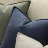 MIULEE Christmas Decorative Pillow Covers 20×20, 2 Pack Boho Farmhouse Neutral Throw Pillows for Couch, Thick Textured Modern Linen Cushion Cases Sofa Bed Living Room Home Decor, Dark Green(Navy Blue)