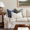 MIULEE Christmas Decorative Pillow Covers 20×20, 2 Pack Boho Farmhouse Neutral Throw Pillows for Couch, Thick Textured Modern Linen Cushion Cases Sofa Bed Living Room Home Decor, Dark Green(Navy Blue)
