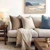 MIULEE Christmas Decorative Pillow Covers 20×20, 2 Pack Boho Farmhouse Neutral Throw Pillows for Couch, Thick Textured Modern Linen Cushion Cases Sofa Bed Living Room Home Decor, Dark Green(Natural Beige)