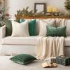 MIULEE Christmas Decorative Pillow Covers 20×20, 2 Pack Boho Farmhouse Neutral Throw Pillows for Couch, Thick Textured Modern Linen Cushion Cases Sofa Bed Living Room Home Decor, Dark Green(Dark Green)