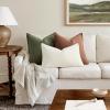 MIULEE Christmas Decorative Pillow Covers 20×20, 2 Pack Boho Farmhouse Neutral Throw Pillows for Couch, Thick Textured Modern Linen Cushion Cases Sofa Bed Living Room Home Decor, Dark Green(Rust)