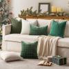 MIULEE Christmas Decorative Pillow Covers 20×20, 2 Pack Boho Farmhouse Neutral Throw Pillows for Couch, Thick Textured Modern Linen Cushion Cases Sofa Bed Living Room Home Decor, Dark Green(Dark Green)