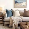 MIULEE Christmas Decorative Pillow Covers 20×20, 2 Pack Boho Farmhouse Neutral Throw Pillows for Couch, Thick Textured Modern Linen Cushion Cases Sofa Bed Living Room Home Decor, Dark Green(Blue)