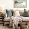MIULEE Christmas Decorative Pillow Covers 20×20, 2 Pack Boho Farmhouse Neutral Throw Pillows for Couch, Thick Textured Modern Linen Cushion Cases Sofa Bed Living Room Home Decor, Dark Green(Grey)