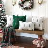 MIULEE Christmas Decorative Pillow Covers Set of 2 Faux Fur Throw Pillows with Embroidered Christmas Tree 18×18 Inch White Green Winter Couch Covers for Festival Sofa Bedroom Living Room Home Decor(White Green)