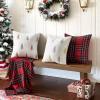 MIULEE Christmas Decorative Pillow Covers Set of 2 Faux Fur Throw Pillows with Embroidered Christmas Tree 18×18 Inch White Green Winter Couch Covers for Festival Sofa Bedroom Living Room Home Decor(White Gold)