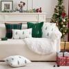 MIULEE Christmas Decorative Pillow Covers Set of 2 Faux Fur Throw Pillows with Embroidered Christmas Tree 18×18 Inch White Green Winter Couch Covers for Festival Sofa Bedroom Living Room Home Decor(White Black)