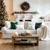 MIULEE Christmas Decorative Pillow Covers Set of 2 Faux Fur Throw Pillows with Embroidered Christmas Tree 18×18 Inch White Green Winter Couch Covers for Festival Sofa Bedroom Living Room Home Decor(Green White)