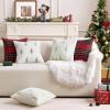 MIULEE Christmas Decorative Pillow Covers Set of 2 Faux Fur Throw Pillows with Embroidered Christmas Tree 18×18 Inch White Green Winter Couch Covers for Festival Sofa Bedroom Living Room Home Decor(White Gold)