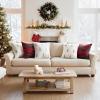 MIULEE Christmas Decorative Pillow Covers Set of 2 Faux Fur Throw Pillows with Embroidered Christmas Tree 18×18 Inch White Green Winter Couch Covers for Festival Sofa Bedroom Living Room Home Decor(White Gold)
