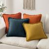 MIULEE Christmas Decorative Throw Pillow Covers Neutral Linen Fringe Throw Pillows Set of 2 Natural Beige Boho Farmhouse Cushion Covers with Tassels for Couch Sofa Bed Living Room Decor 18×18 Inch(Orange)