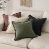 MIULEE Christmas Decorative Throw Pillow Covers Neutral Linen Fringe Throw Pillows Set of 2 Natural Beige Boho Farmhouse Cushion Covers with Tassels for Couch Sofa Bed Living Room Decor 18×18 Inch(Black)
