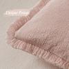 MIULEE Christmas Decorative Throw Pillow Covers Neutral Linen Fringe Throw Pillows Set of 2 Natural Beige Boho Farmhouse Cushion Covers with Tassels for Couch Sofa Bed Living Room Decor 18×18 Inch(Light Pink)