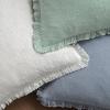 MIULEE Christmas Decorative Throw Pillow Covers Neutral Linen Fringe Throw Pillows Set of 2 Natural Beige Boho Farmhouse Cushion Covers with Tassels for Couch Sofa Bed Living Room Decor 18×18 Inch(Aqua Green)