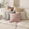 MIULEE Christmas Decorative Throw Pillow Covers Neutral Linen Fringe Throw Pillows Set of 2 Natural Beige Boho Farmhouse Cushion Covers with Tassels for Couch Sofa Bed Living Room Decor 18×18 Inch(Light Pink)
