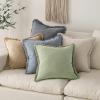 MIULEE Christmas Decorative Throw Pillow Covers Neutral Linen Fringe Throw Pillows Set of 2 Natural Beige Boho Farmhouse Cushion Covers with Tassels for Couch Sofa Bed Living Room Decor 18×18 Inch(Sage Green)
