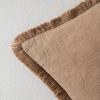 MIULEE Christmas Decorative Throw Pillow Covers Neutral Linen Fringe Throw Pillows Set of 2 Natural Beige Boho Farmhouse Cushion Covers with Tassels for Couch Sofa Bed Living Room Decor 18×18 Inch(Brown)