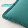 MIULEE Christmas Decorative Throw Pillow Covers Neutral Linen Fringe Throw Pillows Set of 2 Natural Beige Boho Farmhouse Cushion Covers with Tassels for Couch Sofa Bed Living Room Decor 18×18 Inch(Teal)