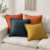 MIULEE Christmas Decorative Throw Pillow Covers Neutral Linen Fringe Throw Pillows Set of 2 Natural Beige Boho Farmhouse Cushion Covers with Tassels for Couch Sofa Bed Living Room Decor 18×18 Inch(Mustard Yellow)