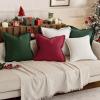 MIULEE Christmas Decorative Throw Pillow Covers Neutral Linen Fringe Throw Pillows Set of 2 Natural Beige Boho Farmhouse Cushion Covers with Tassels for Couch Sofa Bed Living Room Decor 18×18 Inch(Burgundy)