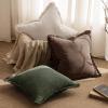 MIULEE Christmas Decorative Throw Pillow Covers Neutral Linen Fringe Throw Pillows Set of 2 Natural Beige Boho Farmhouse Cushion Covers with Tassels for Couch Sofa Bed Living Room Decor 18×18 Inch(Rifle Green)