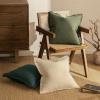MIULEE Christmas Decorative Throw Pillow Covers Neutral Linen Fringe Throw Pillows Set of 2 Natural Beige Boho Farmhouse Cushion Covers with Tassels for Couch Sofa Bed Living Room Decor 18×18 Inch(Olive Green)