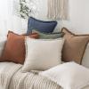 MIULEE Christmas Decorative Throw Pillow Covers Neutral Linen Fringe Throw Pillows Set of 2 Natural Beige Boho Farmhouse Cushion Covers with Tassels for Couch Sofa Bed Living Room Decor 18×18 Inch(Brick)