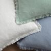 MIULEE Christmas Decorative Throw Pillow Covers Neutral Linen Fringe Throw Pillows Set of 2 Natural Beige Boho Farmhouse Cushion Covers with Tassels for Couch Sofa Bed Living Room Decor 18×18 Inch(Light Blue)