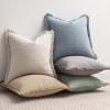 MIULEE Christmas Decorative Throw Pillow Covers Neutral Linen Fringe Throw Pillows Set of 2 Natural Beige Boho Farmhouse Cushion Covers with Tassels for Couch Sofa Bed Living Room Decor 18×18 Inch(Light Blue)