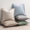 MIULEE Christmas Decorative Throw Pillow Covers Neutral Linen Fringe Throw Pillows Set of 2 Natural Beige Boho Farmhouse Cushion Covers with Tassels for Couch Sofa Bed Living Room Decor 18×18 Inch(Sky Blue)