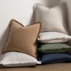 MIULEE Christmas Decorative Throw Pillow Covers Neutral Linen Fringe Throw Pillows Set of 2 Natural Beige Boho Farmhouse Cushion Covers with Tassels for Couch Sofa Bed Living Room Decor 18×18 Inch(Natural Beige)