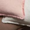 MIULEE Christmas Decorative Throw Pillow Covers Neutral Linen Fringe Throw Pillows Set of 2 Natural Beige Boho Farmhouse Cushion Covers with Tassels for Couch Sofa Bed Living Room Decor 18×18 Inch(Pink)